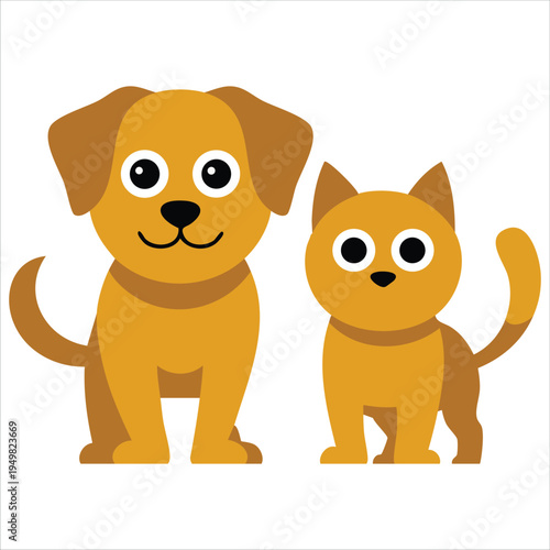 Cute cartoon dog and cat together for animal friendship vector