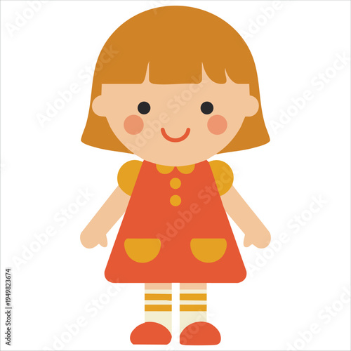 Beautiful doll illustration for toy and childhood concept vector
