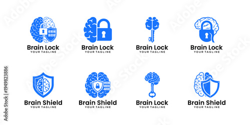 inspirational collection of technology brain lock logo designs