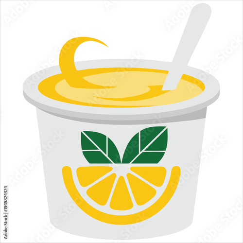 Lemon yogurt flat line icon for citrus flavored dairy vector