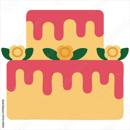 Wedding dessert illustration with decorative frosting vector art