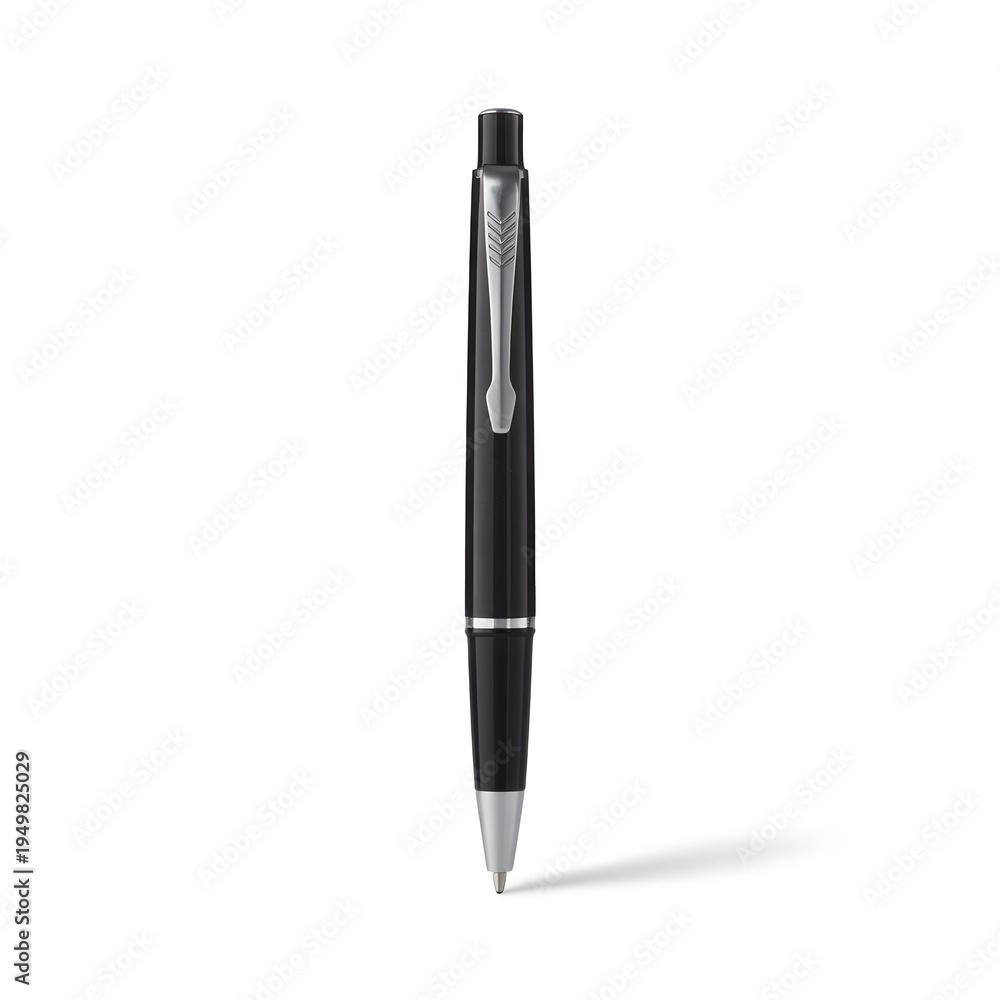 Fototapeta premium Black Ballpoint Pen Writing Instrument For Office School Stationery Tool Ink Signature