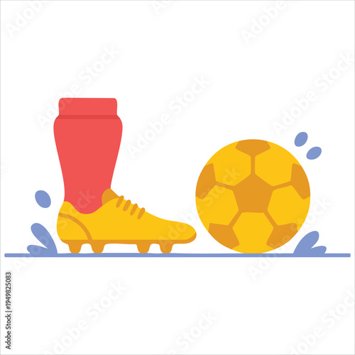 Cartoon soccer cleat with leg and ball for sport vector