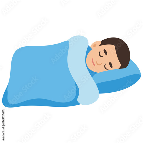 Man sleeping in bed top view for rest and relaxation vector