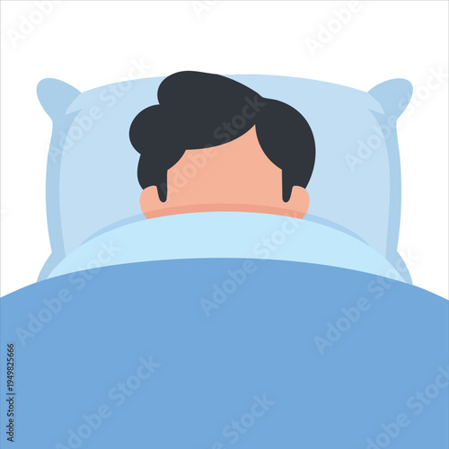 Person resting at night for healthy sleep concept vector