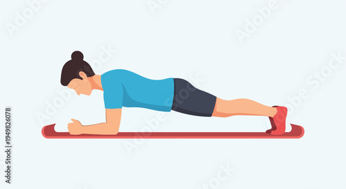 Person performs a plank exercise on a mat