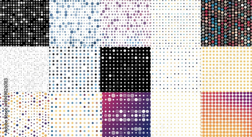 Abstract mosaic of many small dots in various colors and patterns.