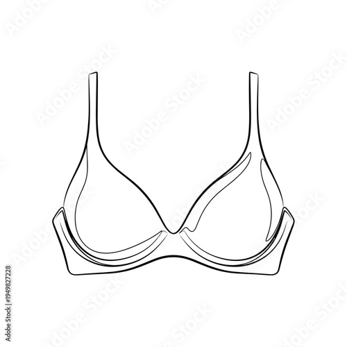 Seamless white bra illustration isolated on a plain background, showcasing elegant contour lines and minimalist design