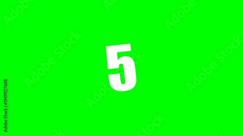 4K green screen countdown 10 to 1 with rotate and pop effect