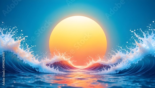Summer Water Splash Background with Abstract Waves in Fresh Blue Vector Banner Design Concept