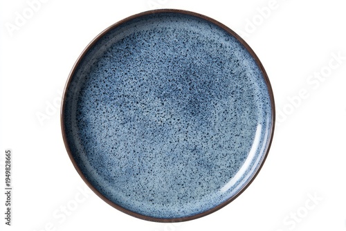 Gray ceramic plate with blue glaze.
