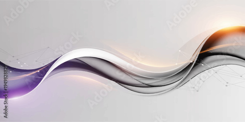 An abstract vector background features flowing blue curves and light waves designed for an open book or business magazine cover, symbolizing education and information on a blank paper page