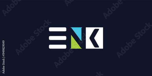 Creative ENK Monogram Logo with Negative Space Concept for Modern Branding