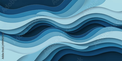 Seamless vector illustration of an abstract blue background featuring elegant wave patterns and liquid curves for a modern sea texture wallpaper design