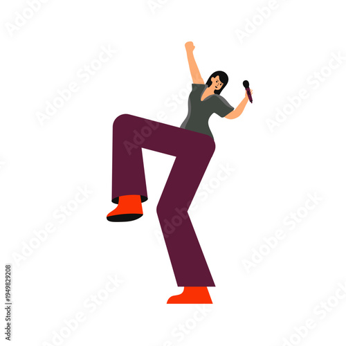 Woman Singing with Microphone