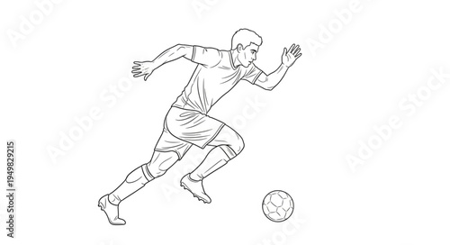 Soccer Player Running With Ball Sketch.