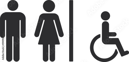 Restroom Pictograms For Men Women And Disabled On White Background vector untitled