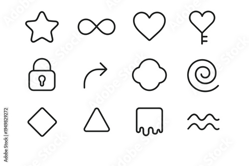 Dreamlike Symbol Icons. Dreamlike pastel symbols. Line outline icon set of Dreamlike pastel symbols: soft star