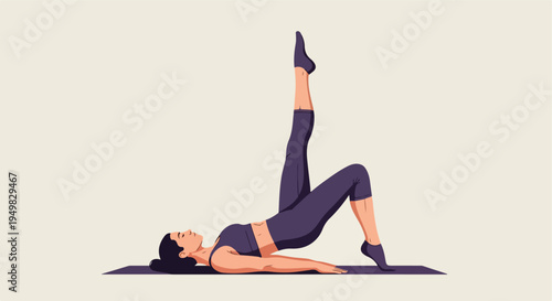 Woman performing a Pilates exercise with one leg extended upwards