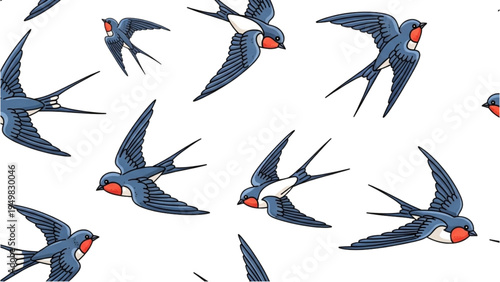 Birds flying in a sunny sky with vibrant feathers and swift motion