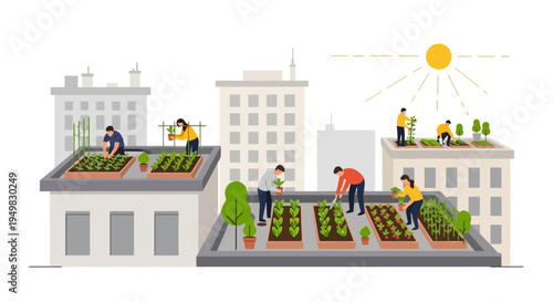 Urban Rooftop Garden Green Space.