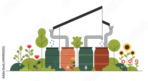Rainwater Harvesting System Barrels.