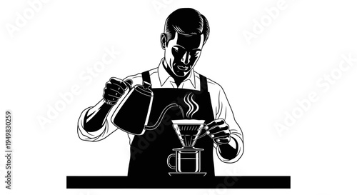 Man pouring coffee from jug.