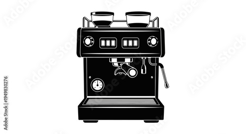 Black coffee espresso machine front view.