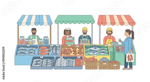 People at outdoor food market.