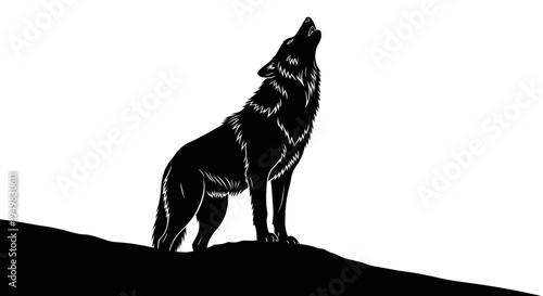 Black silhouette of a howling wolf.