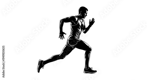 Man Running in Athletic Clothing Fast.