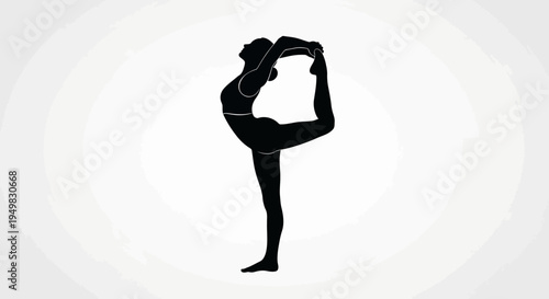 Woman in yoga dancing pose silhouette.
