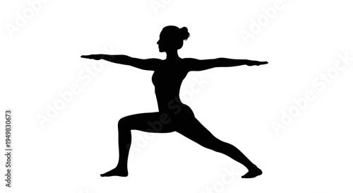 Woman in Warrior Yoga Pose Silhouette.