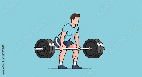 Person in athletic wear performing a deadlift with a loaded barbell