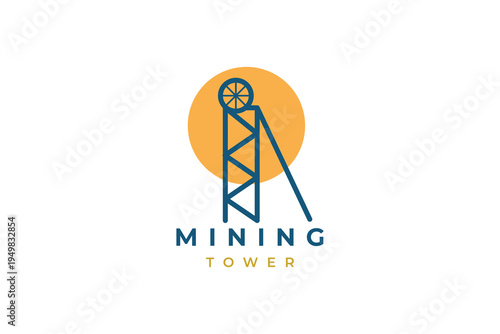 Minimalist Mining Tower Symbol Logo for Mining, Energy, and Resource Companies