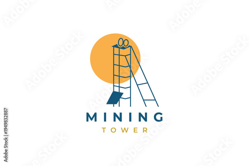 Minimalist Mining Tower Symbol Logo for Mining, Energy, and Resource Companies