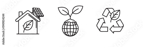 Eco-friendly icons for sustainable living and environmental conservation