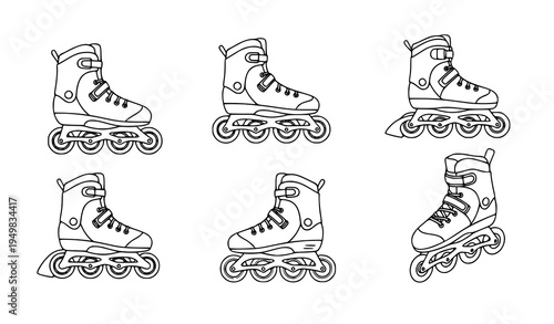 Flat minimal rollerblades icon vector illustration for sports, apps, and stores