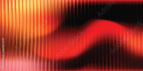 Orange and red gradient wave on vertical lines abstract background, hot neon striped wallpaper for music, party and tech design