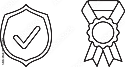 A graphic illustration of a shield with a checkmark and an approved badge on a white background