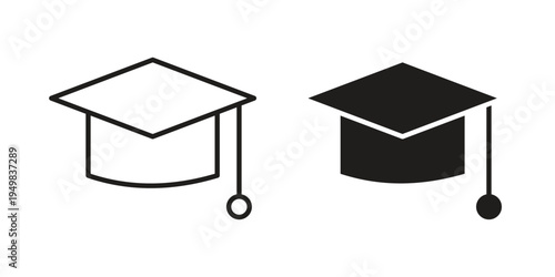 Graduation cap icon symbol collection for web design. Icon Element For Design