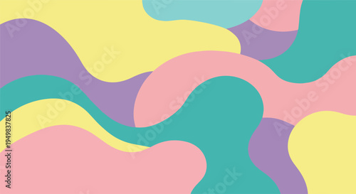 Vibrant abstract shapes swirl together in a colorful pattern