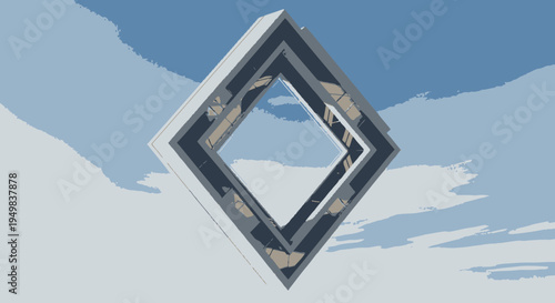 Abstract Geometric Diamond Shape with Sky Background
