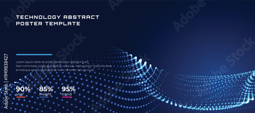 Modern Digital Technology Background With Glowing Dots. Data Lines Representing Big Data And Modern Stack Systems. Vector Illustration.
