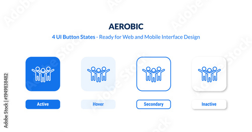 aerobic UI button states set. Outline icon kit from activity and hobbies collection. Thin linear aerobic, fitness, activity editable vector. Line vector aerobic sign for web and mobile interface