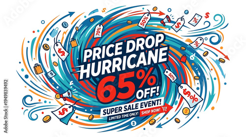 Price Drop Hurricane Super Sale Event Graphic