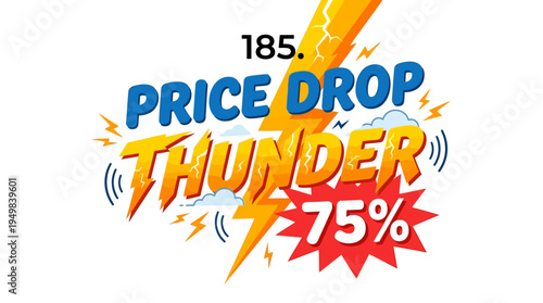 Price Drop Sale Announcement with Thunder and Lightning