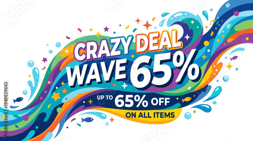 Colorful Crazy Deal Wave Discount Advertisement