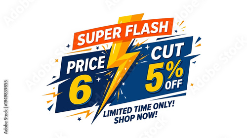 Super Flash Price Cut 65% Off Sale Graphic