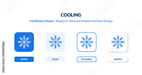 cooling UI button states set. Outline icon kit from alcohol collection. Thin linear cooling, cool, water editable vector. Line vector cooling sign for web and mobile interface